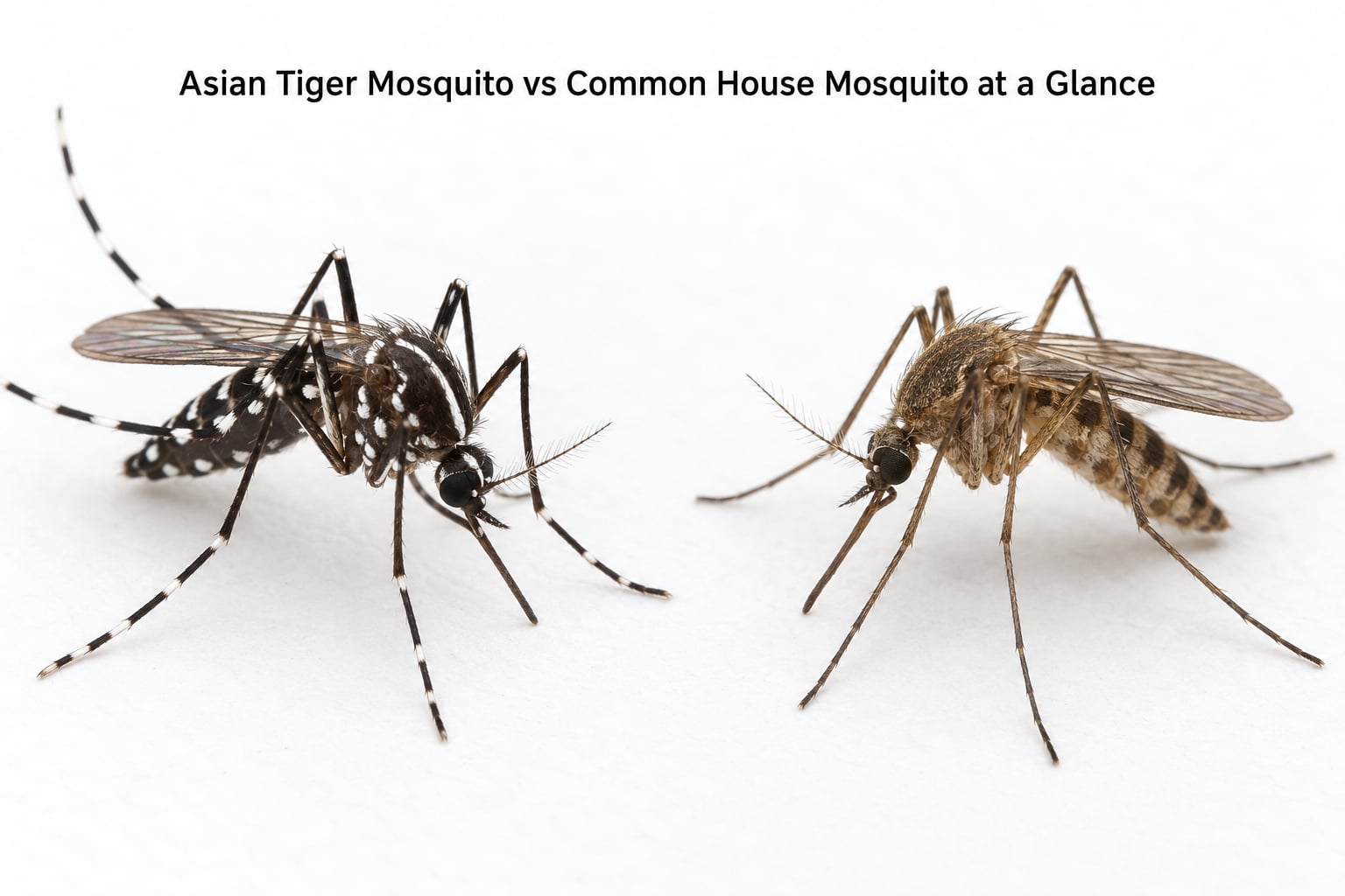 Asian Tiger Mosquito vs Common House Mosquito at a Glance