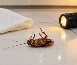 why cockroaches die on their backs