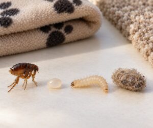 how long fleas can live without a host in a house