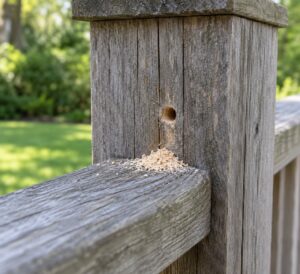 carpenter bee damage in wood identification