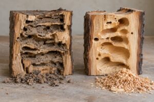 termite vs carpenter ant damage differences