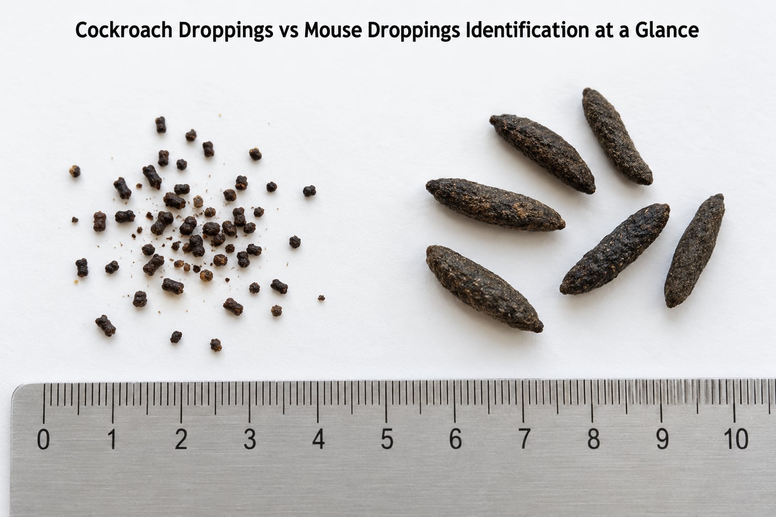 Cockroach Droppings vs Mouse Droppings Identification at a Glance