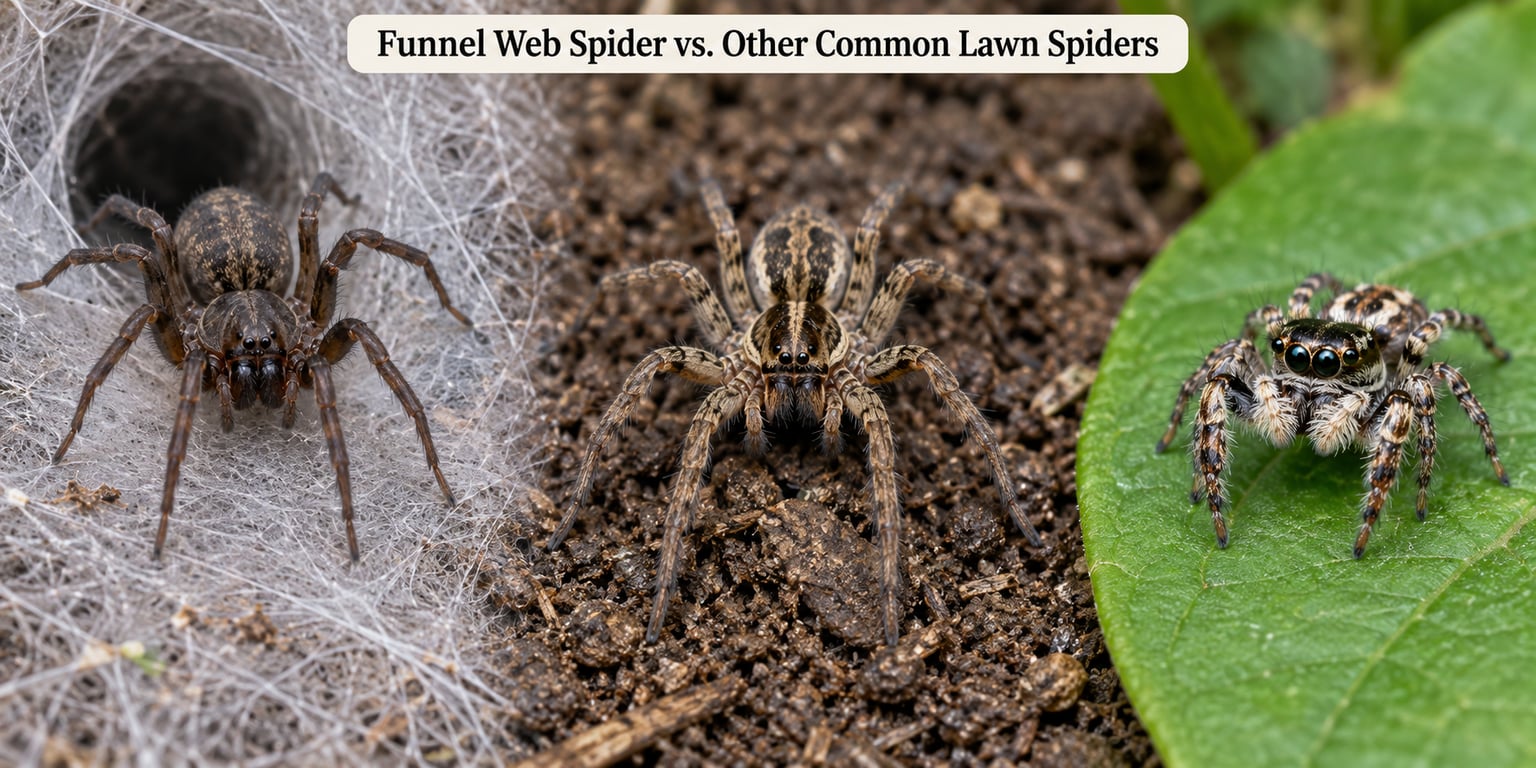 Funnel Web Spider vs. Other Common Lawn Spiders