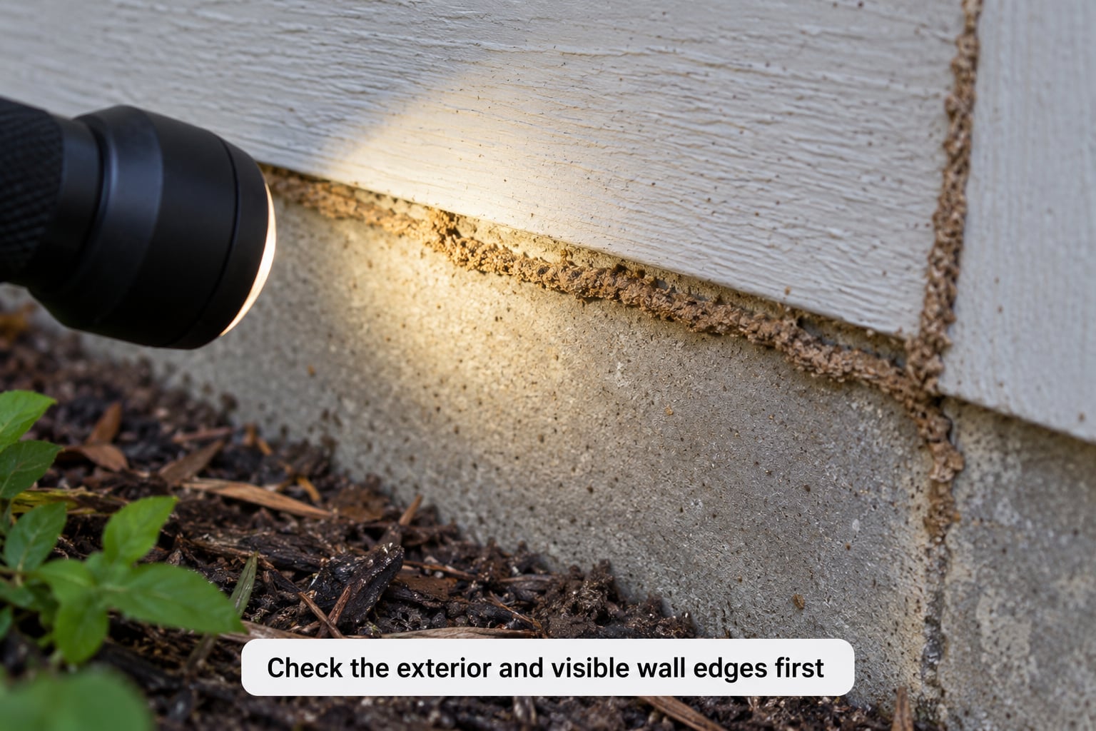 Check the exterior and visible wall edges first