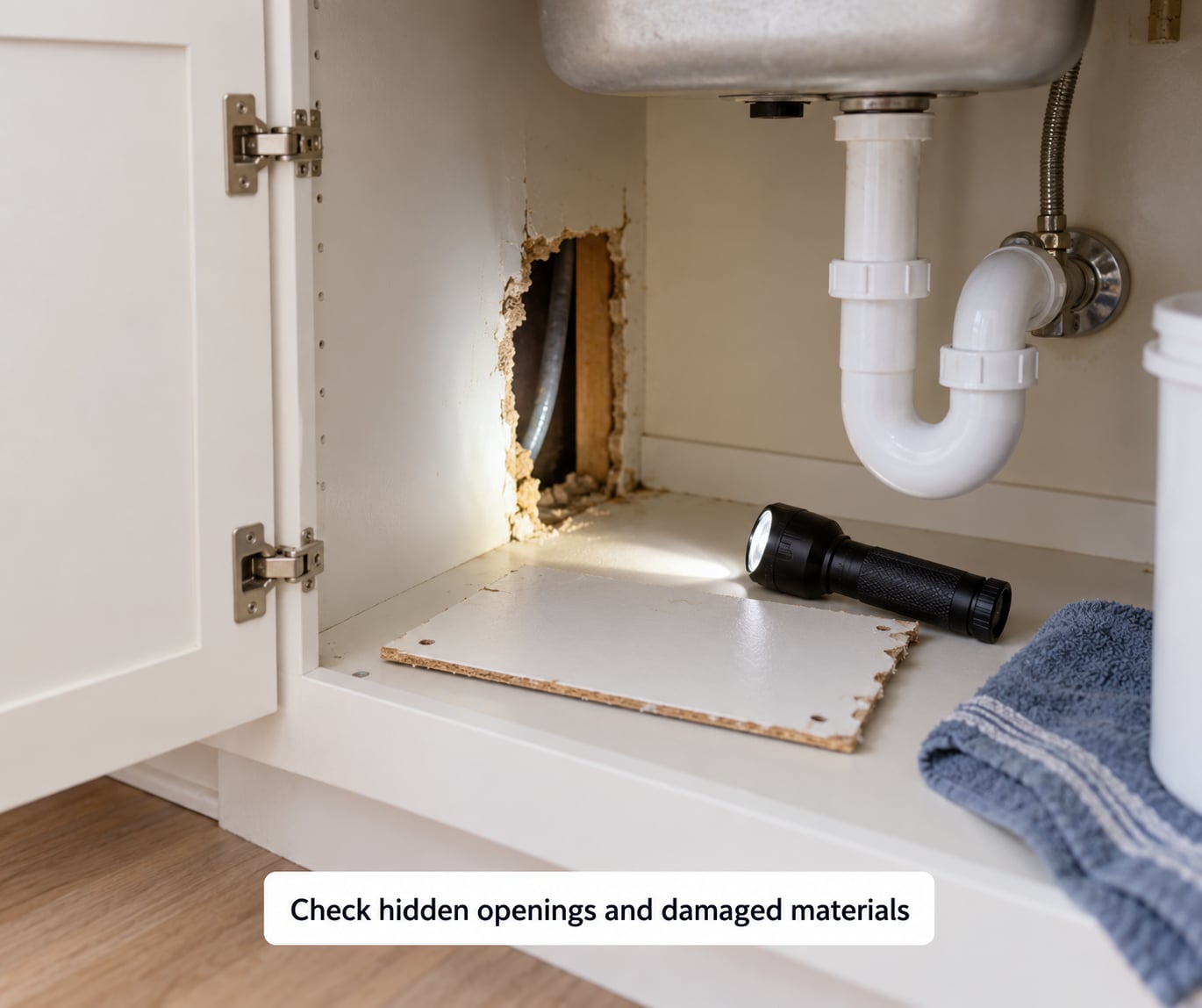 Check hidden openings and damaged materials