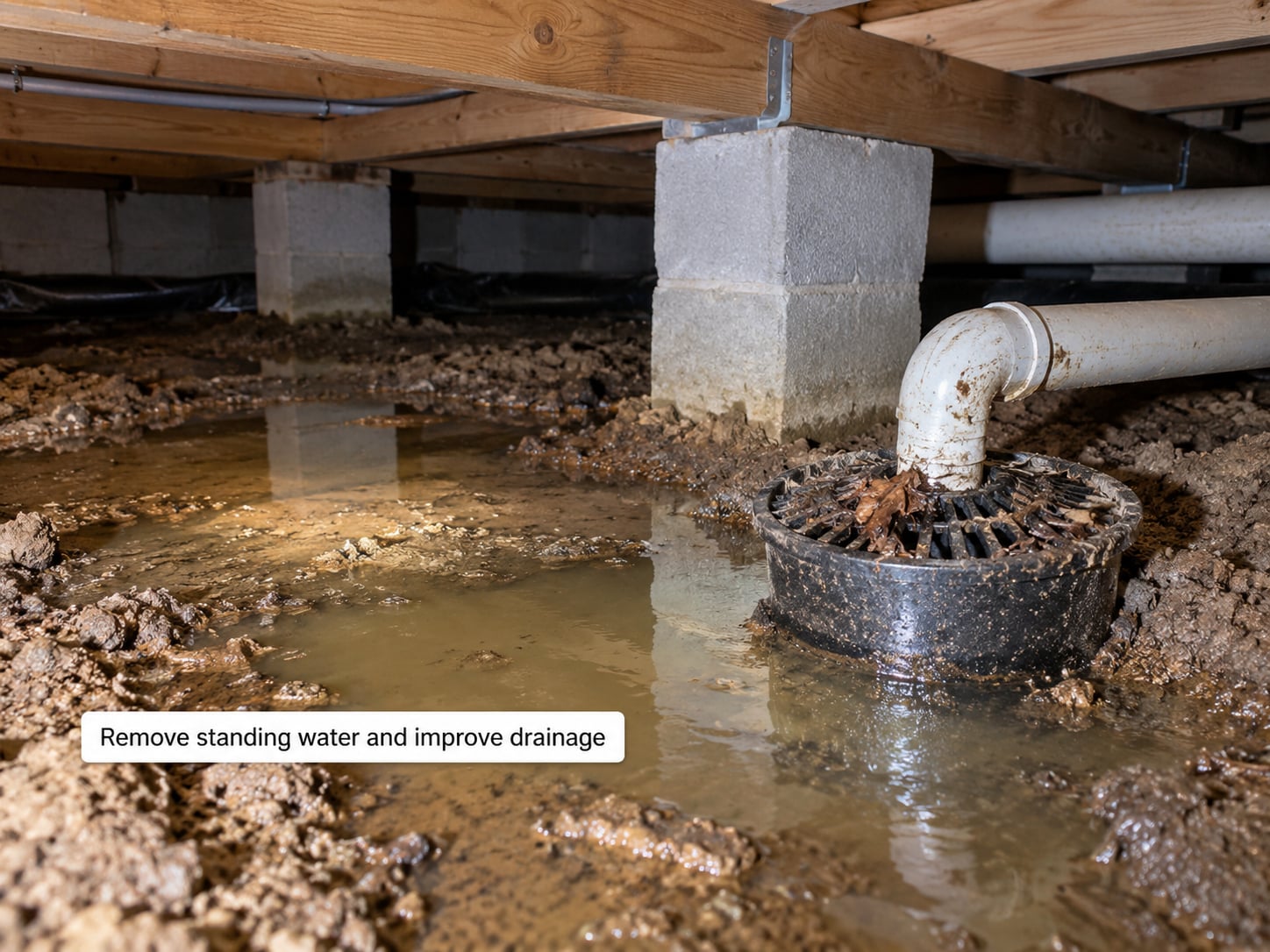 Remove standing water and improve drainage
