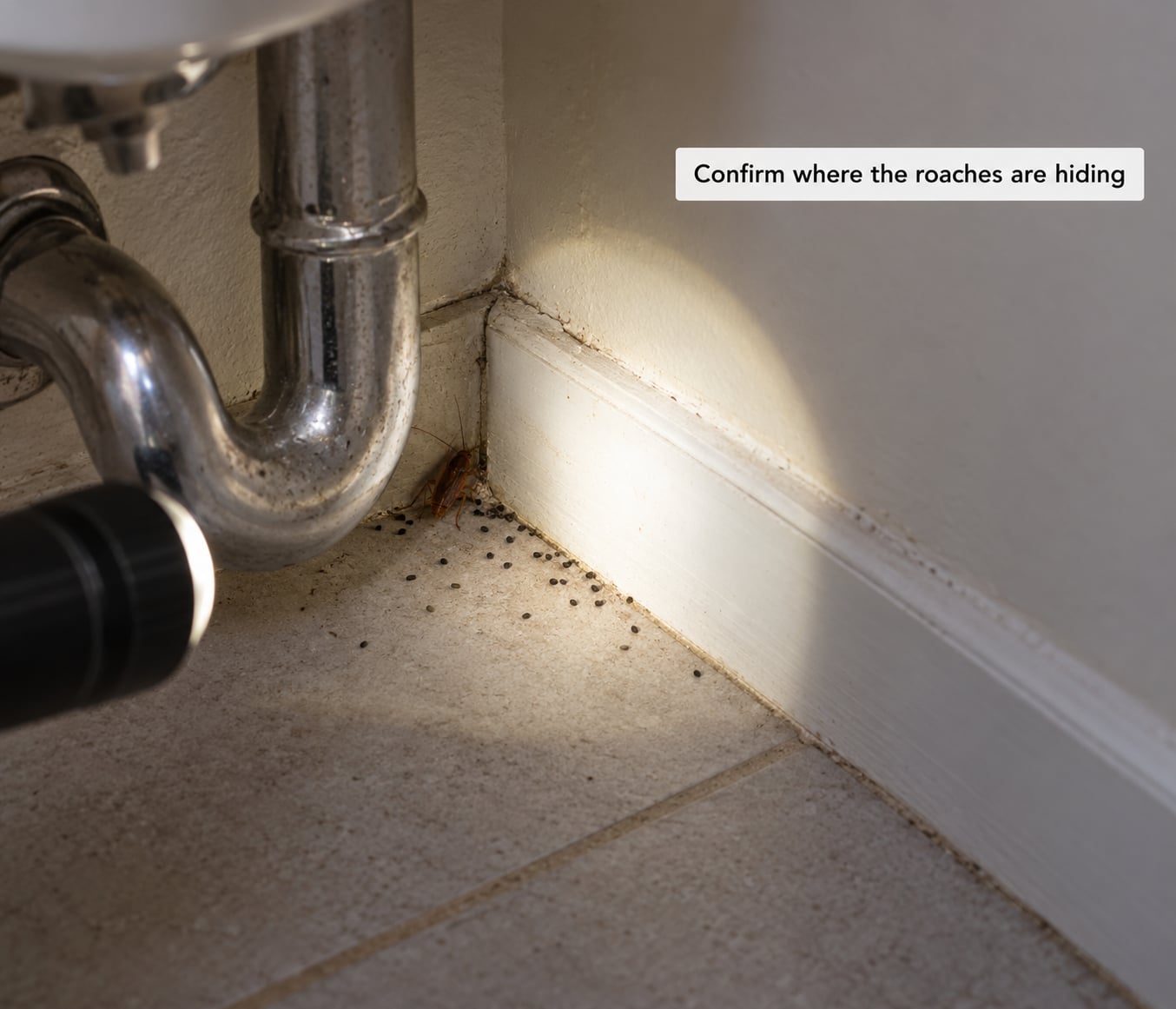 Confirm where the roaches are hiding