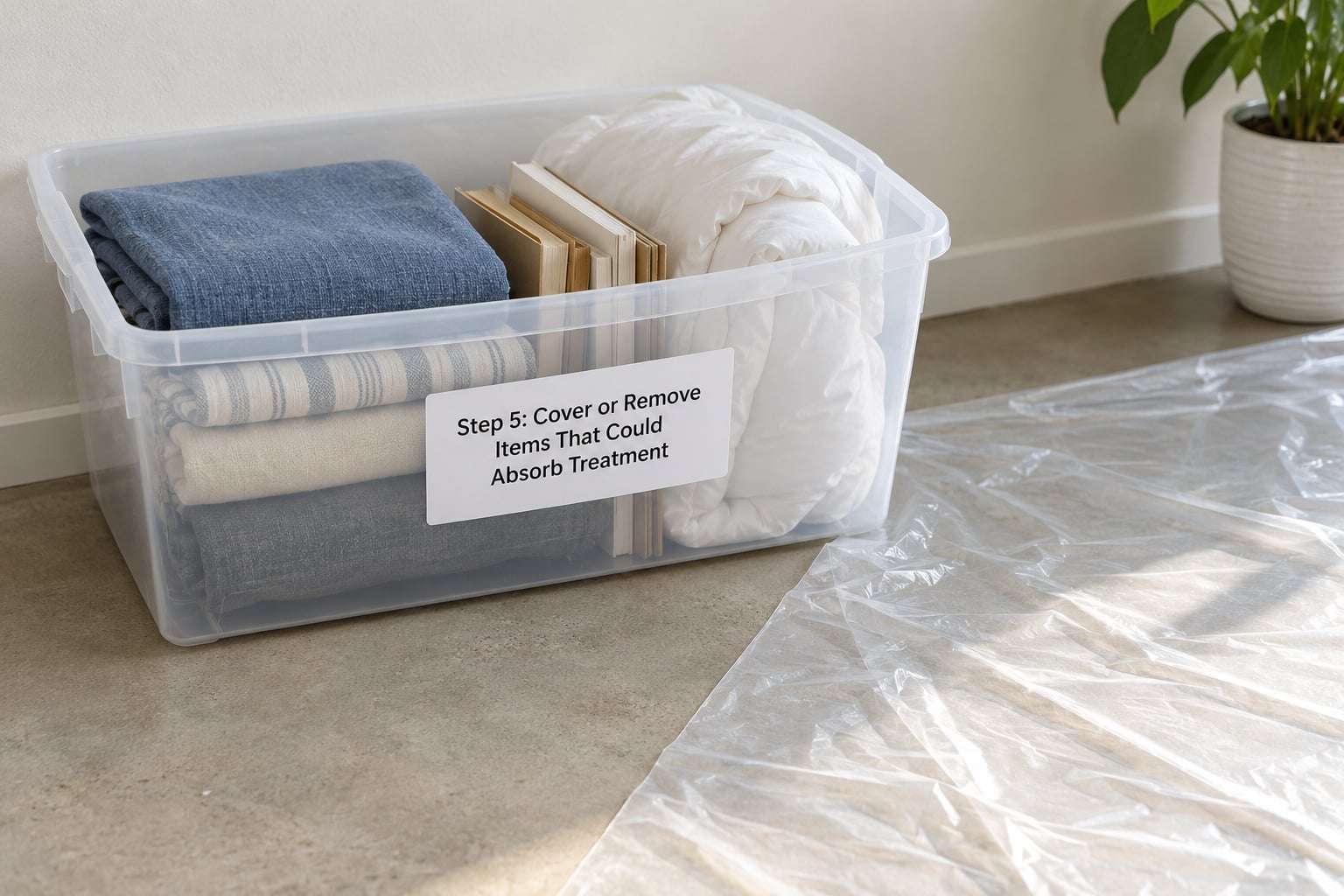 Step 5: Cover or Remove Items That Could Absorb Treatment