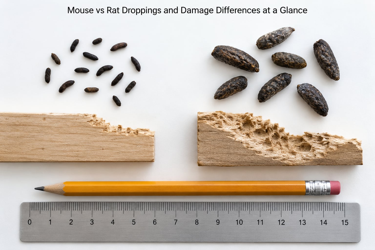 Mouse vs Rat Droppings and Damage Differences at a Glance