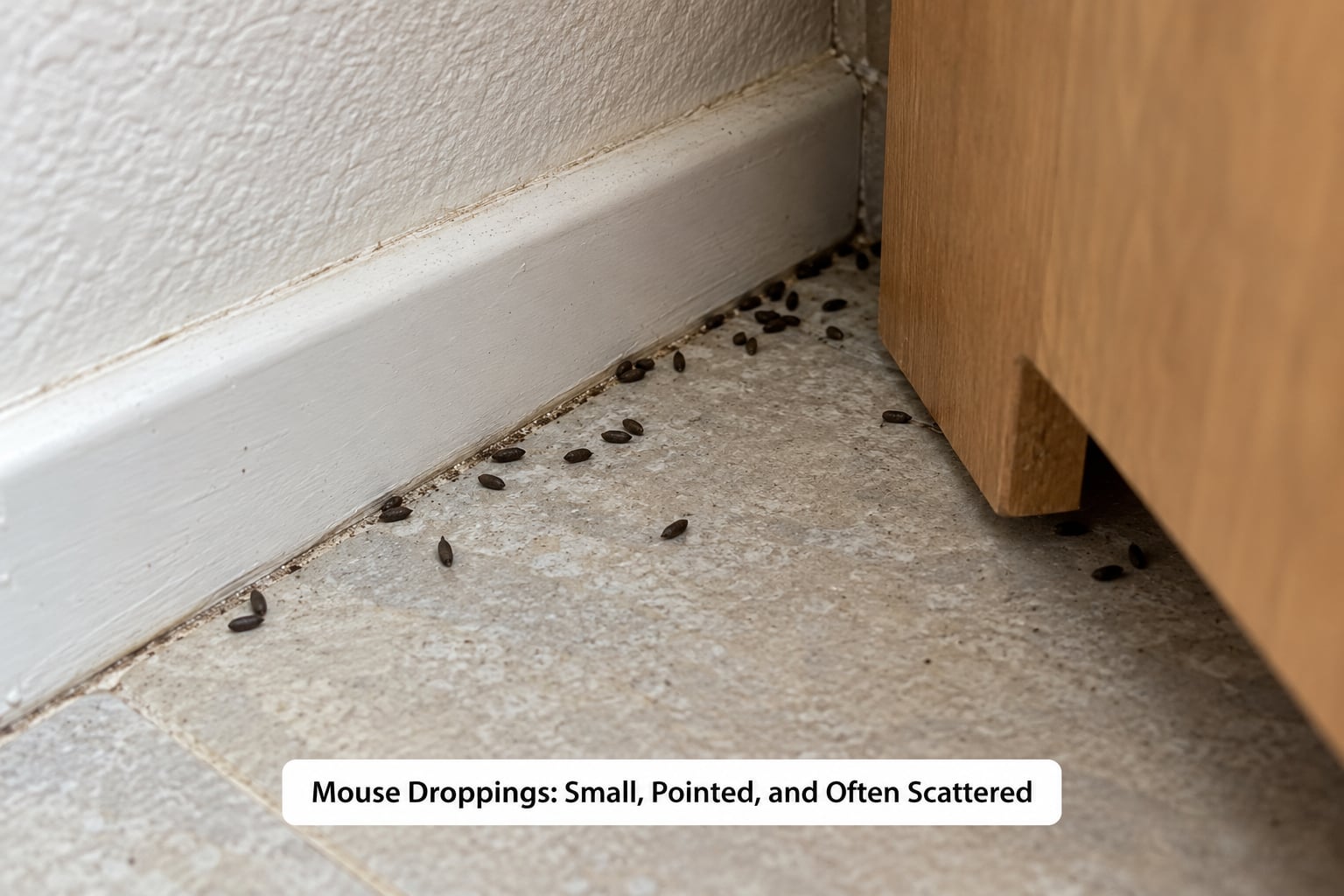 Mouse Droppings: Small, Pointed, and Often Scattered