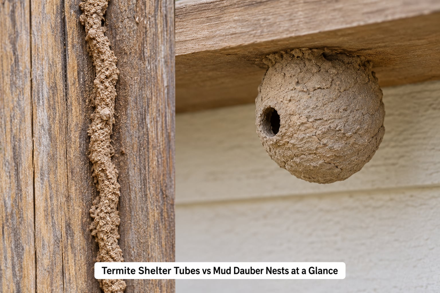 Termite Shelter Tubes vs Mud Dauber Nests at a Glance