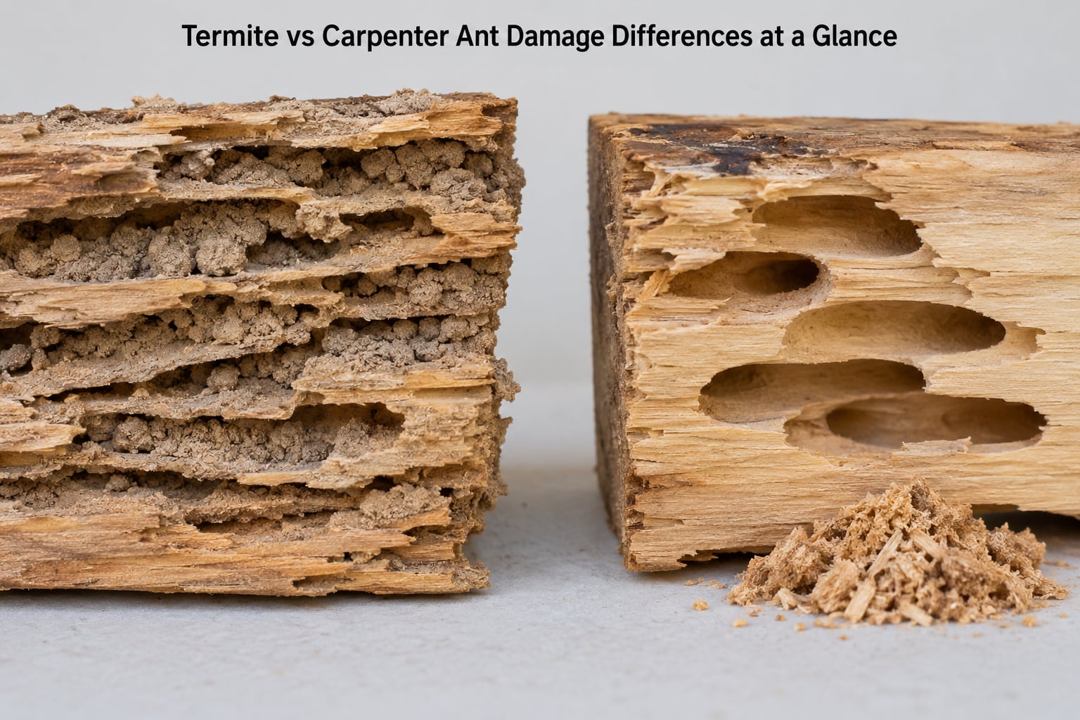 Termite vs Carpenter Ant Damage Differences at a Glance