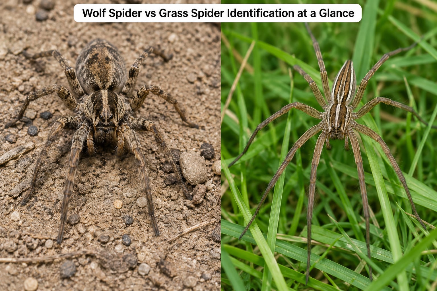 Wolf Spider vs Grass Spider Identification at a Glance